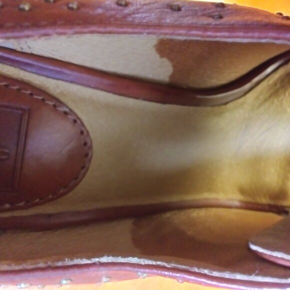 Frye Chelsea Spice Studded Peep Toe Lace Up Platform Heels sz 8M Brown - Picture 7 of 16